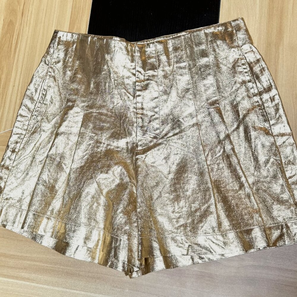 Gold Coated Linen Shorts Lanthropy